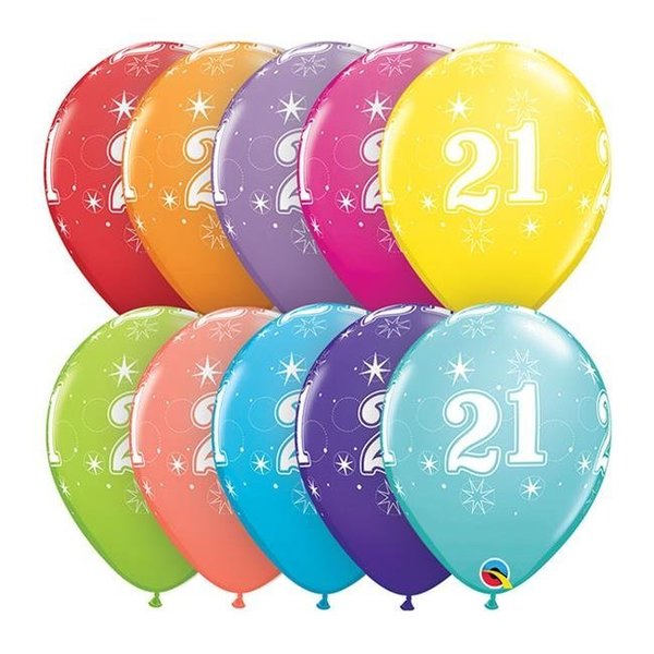 Mayflower Distributing Qualatex 85935 11 in. 21st Birthday A Round Latex Balloon 85935